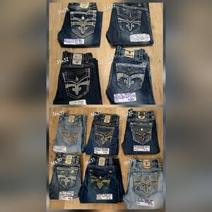 Rock Revival Men's Denim Blue Jeans Sizes 31 32 36 38 Bootcut Straight Y2k
